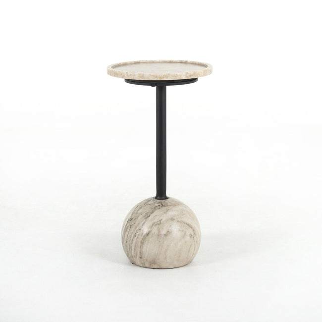 Viola Accent Table in Antique White Marble front studio view - Whats New Furniture Portland OR