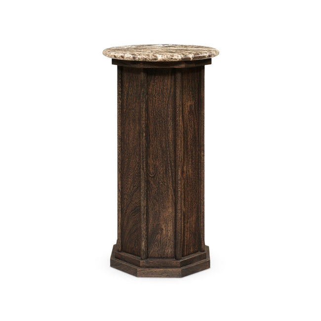 Pavlo End Table in Brown Marble front studio view - Whats New Furniture Portland OR