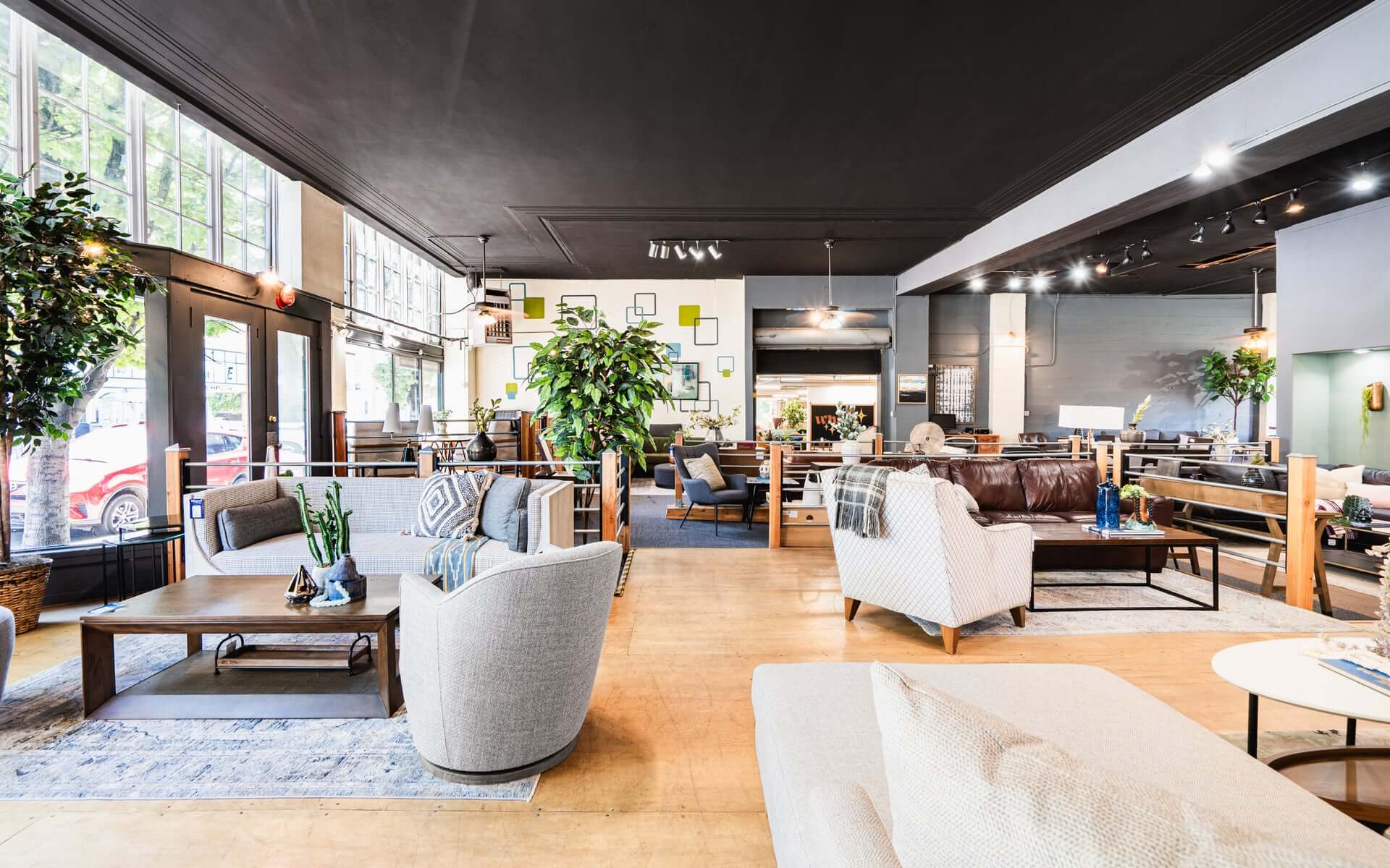 Explore What’s New Furniture’s inviting furniture showroom in the heart of Portland, Oregon