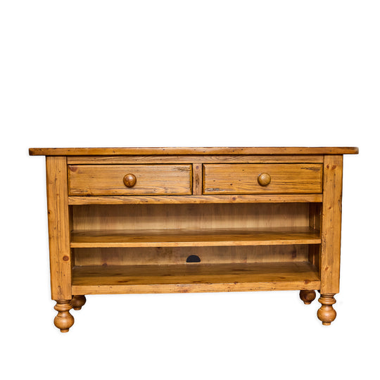 Rustic Pine Console Table with 2 Drawers