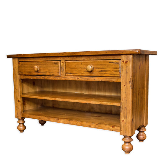 Rustic Pine Console Table with 2 Drawers