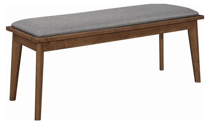 Alfredo Natural Walnut Dining Bench in natural walnut - mid-century dining bench by Coaster - Whats New Furniture Portland OR