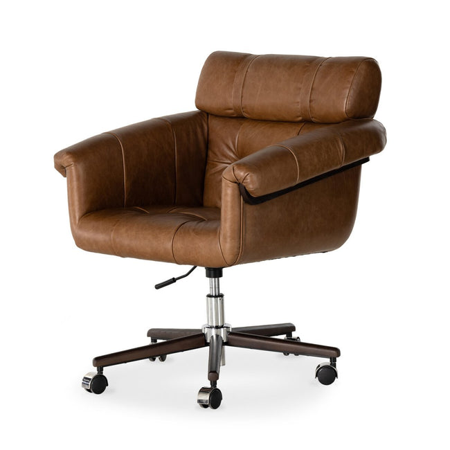 Arnold Desk Chair in Sonoma Chestnut - leather desk chair by Amber Lewis x Four Hands - Whats New Furniture Portland OR