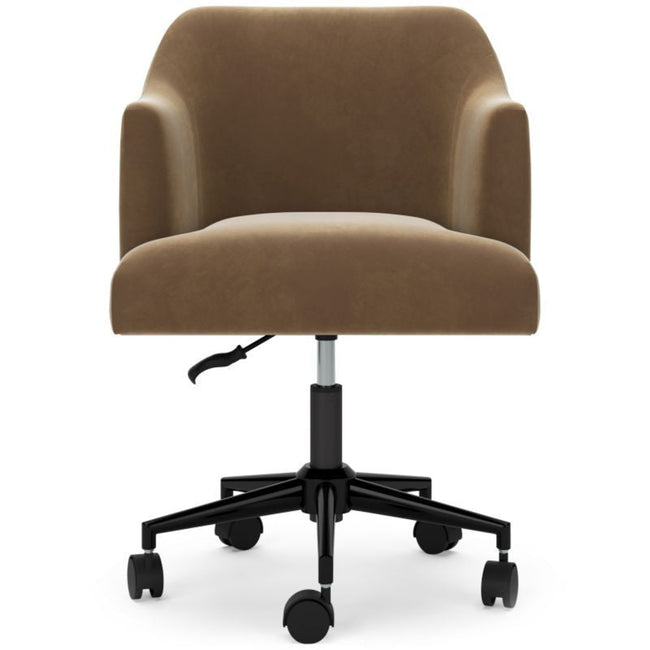 Austanny Desk Chair in warm brown - swivel barrel-back desk chair by Ashley - Whats New Furniture Portland OR