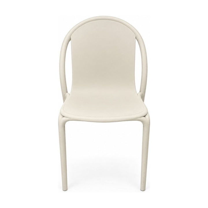 Beige dining chair with a continuous molded shell by Vondom