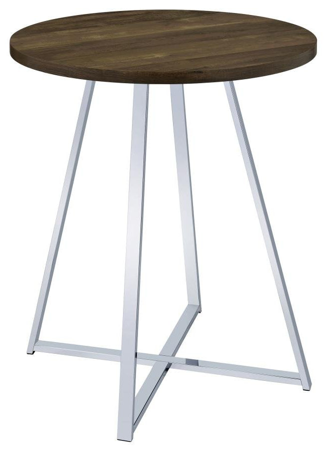 Berkhart Round Bistro Bar Table in Brown Oak - round bistro bar table by Coaster - Whats New Furniture Portland OR