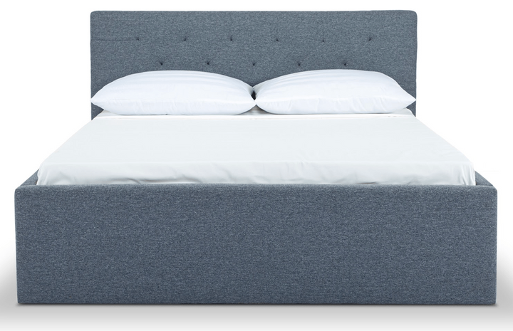 Broadway Queen Bed Frame in Agnes Beige - tufted upholstered queen bed private label - Whats New Furniture Portland OR