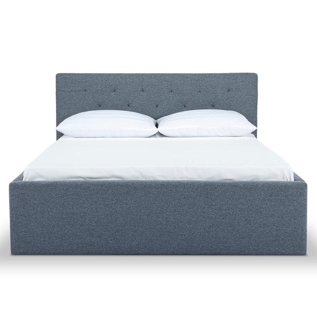 Broadway Queen Bed Frame in Agnes Beige - tufted upholstered queen bed private label - Whats New Furniture Portland OR