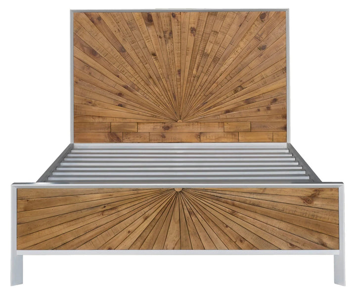 Casablanca Queen Bed Frame in Rustic Natural/White - queen reclaimed wood bed frame by LH - Whats New Furniture Portland OR