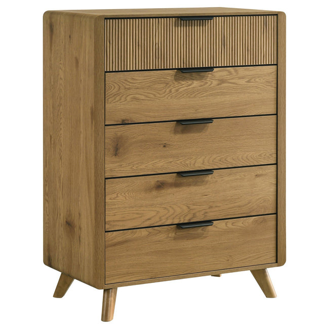 Bennett 5-drawer Bedroom Chest of Drawers Light Oak - What's New Furniture Portland