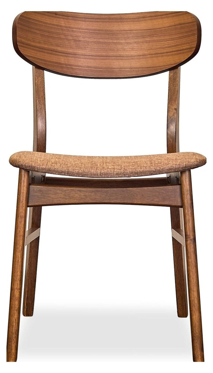 Dortch Dining Side Chair in Walnut and Brown front view - mid-century by Coaster - Whats New Furniture Portland OR