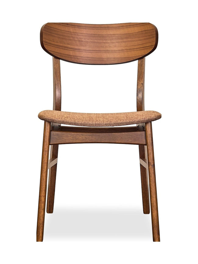 Dortch Dining Side Chair in Walnut and Brown front view - mid-century by Coaster - Whats New Furniture Portland OR