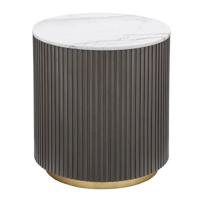 Jason Round White Marble Top Side End Table Charcoal - What's New Furniture Portland