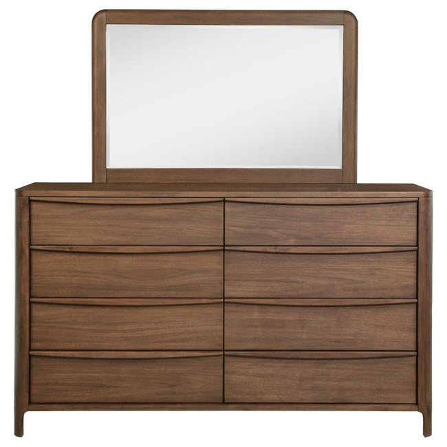 Maderia 8-drawer Dresser and Mirror Walnut - What's New Furniture - Portland, Oregon