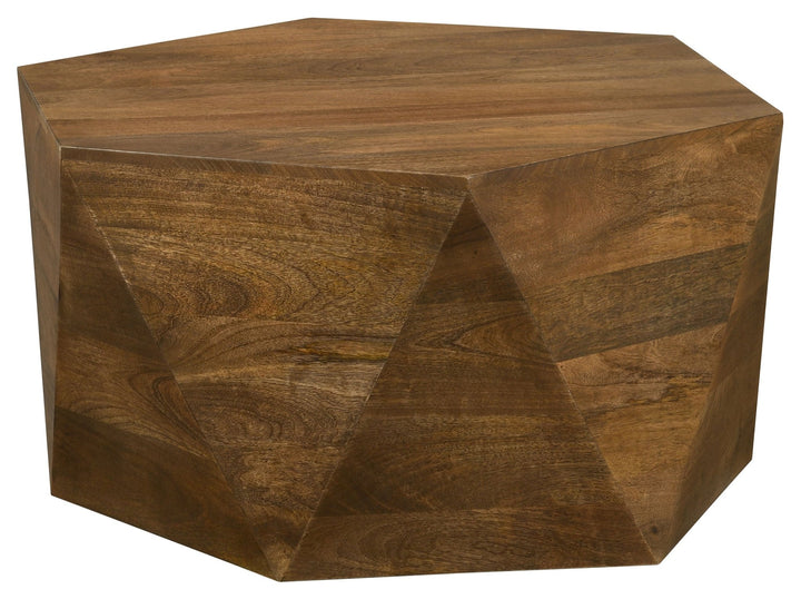 Zalika Hexagonal Solid Mango Wood Coffee Table in natural mango wood, view 1