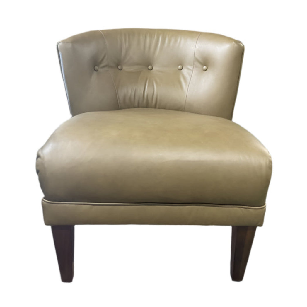 Tufted Leather Slipper Chair