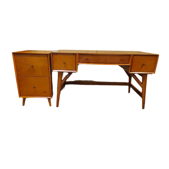 Mid-Century Modern Desk w/File Cabinet
