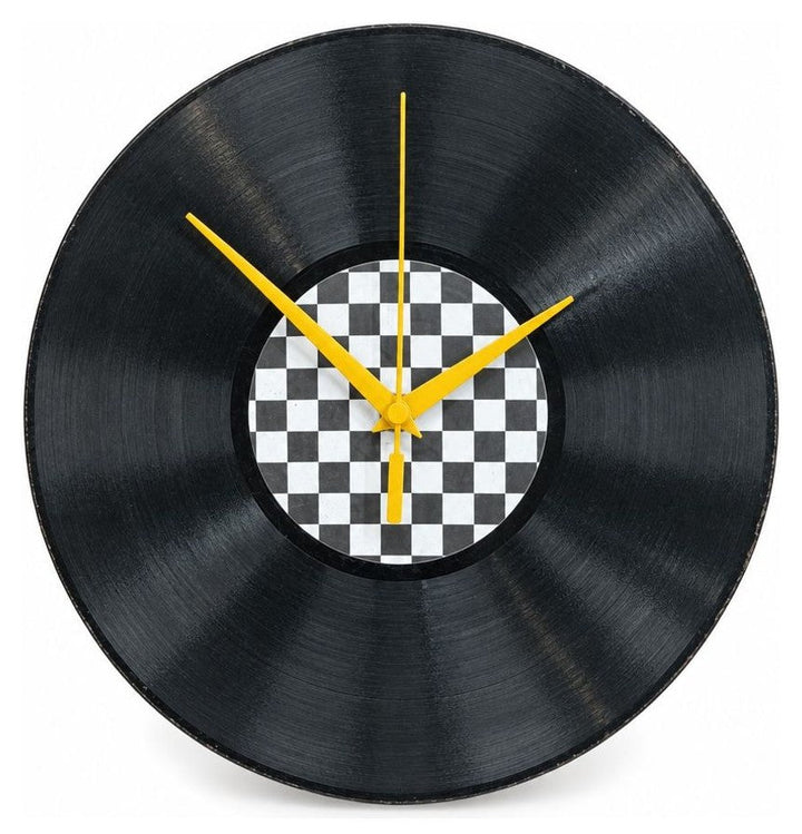 Black square tabletop decor with a low two-inch profile.