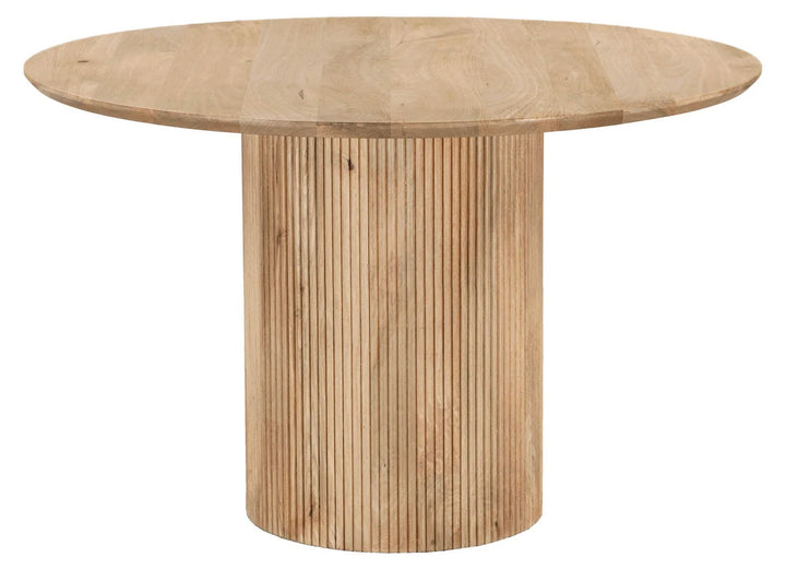 Cylinder Round Dining Table in Honey - round mango wood pedestal dining table by LH Imports - Whats New Furniture Portland OR