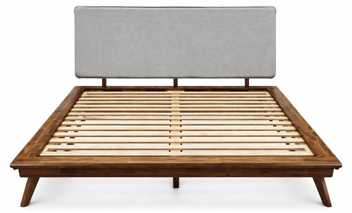 Denali Upholstered Queen Platform Bed in Grey Walnut - upholstered queen platform bed - Whats New Furniture Portland OR