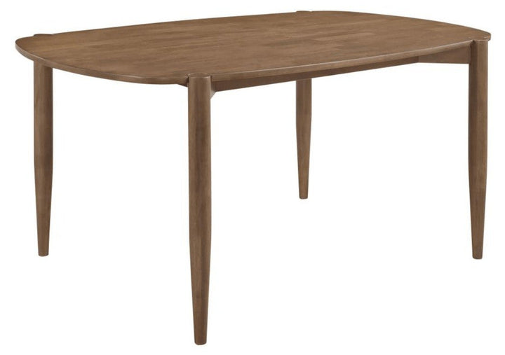 Dortch Oval Solid Wood Dining Table in Walnut front view - mid-century by Coaster - Whats New Furniture Portland OR