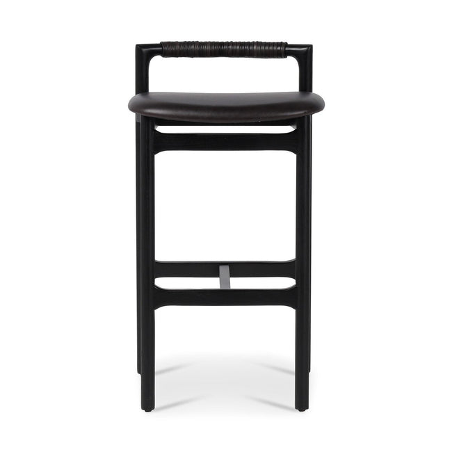Baden Bar & Counter Stool in Sonoma Black front studio view - Whats New Furniture Portland OR