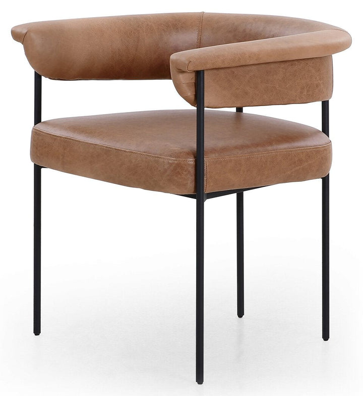 Carrie Dining Chair in Chaps Saddle - leather dining chair by Four Hands - Whats New Furniture Portland OR