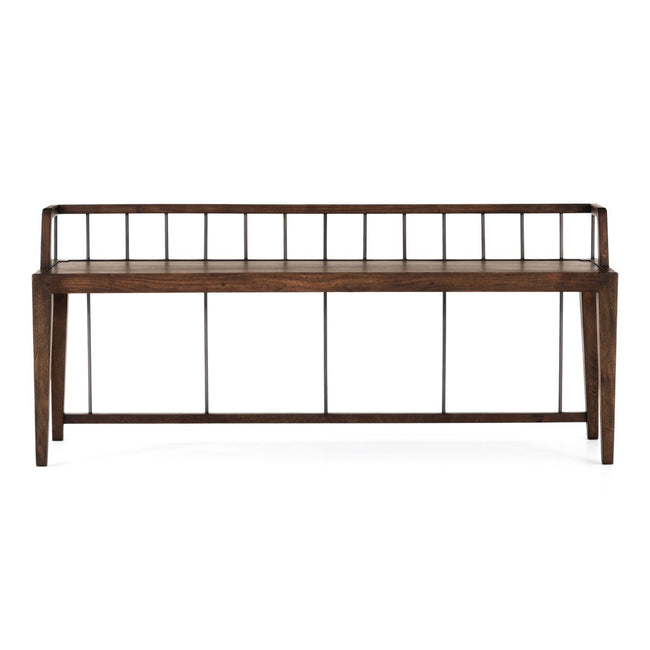 Howard Bench in Pecan front studio view - Whats New Furniture Portland OR