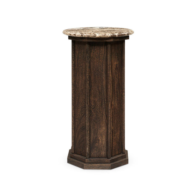 Pavlo End Table in Brown Marble front studio view - Whats New Furniture Portland OR
