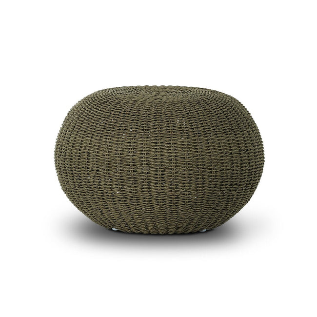 Phoenix Outdoor Accent Stool in Faux Olive Hyacinth front studio view - Whats New Furniture Portland OR