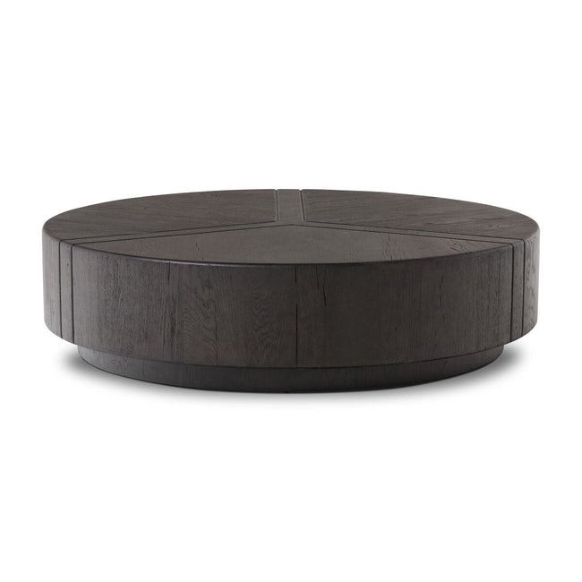 Renan Coffee Table in Dark Espresso Reclaimed French Oak front studio view - Whats New Furniture Portland OR
