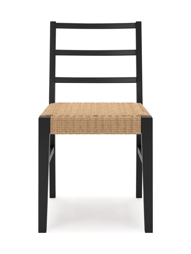 Isanti Dining Chair in light brown & black - woven rattan dining chair by Ashley - Whats New Furniture Portland OR
