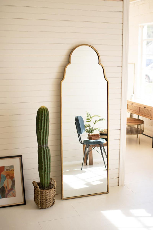 Large Arched Mirror with Brass Frame - Whats New Furniture Portland OR