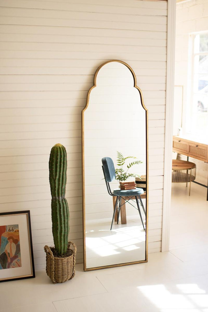 Large Arched Mirror with Brass Frame - Whats New Furniture Portland OR