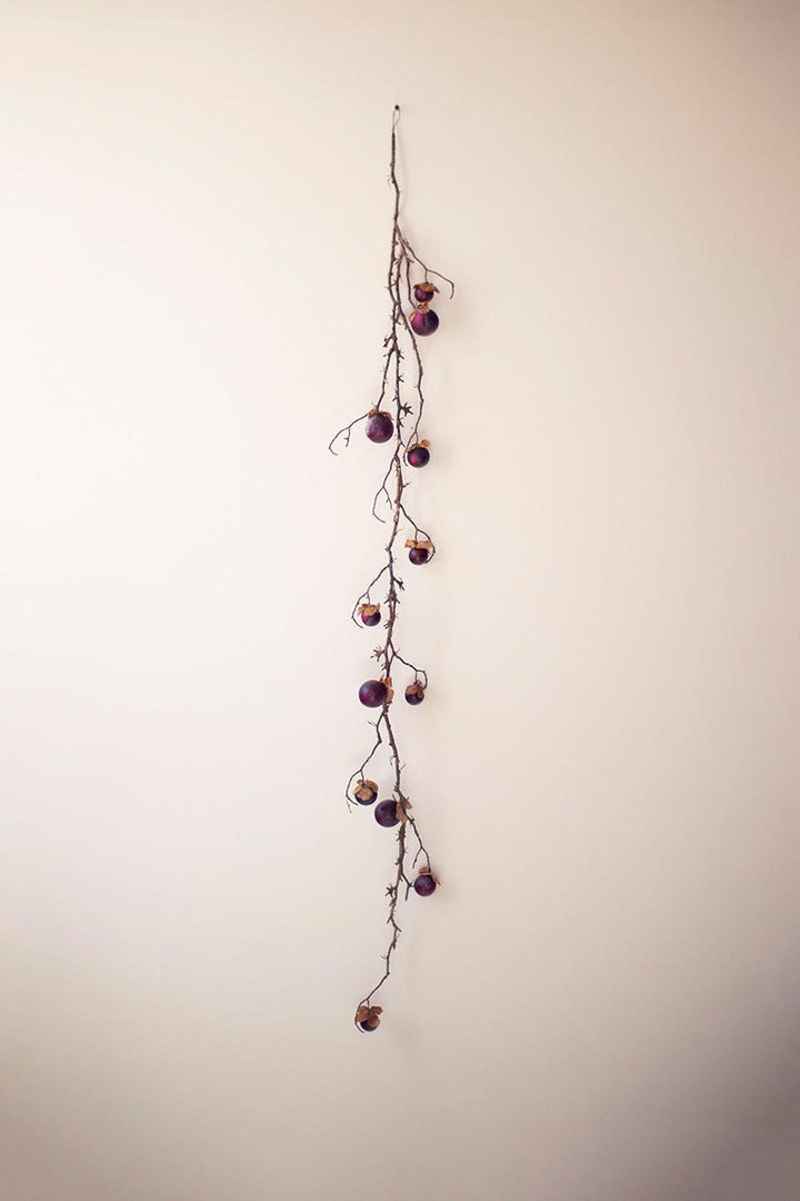 Purple Botanica Garland on a studio background - faux plants by Kalalou - Whats New Furniture Portland OR