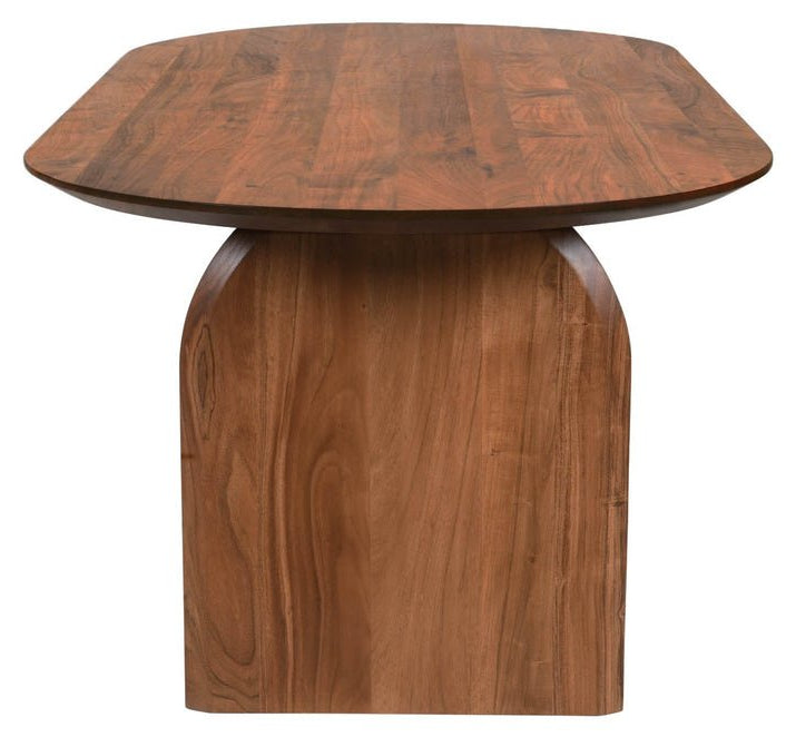 Domingo Dining Table in Pecan, three-quarter angle - Whats New Furniture