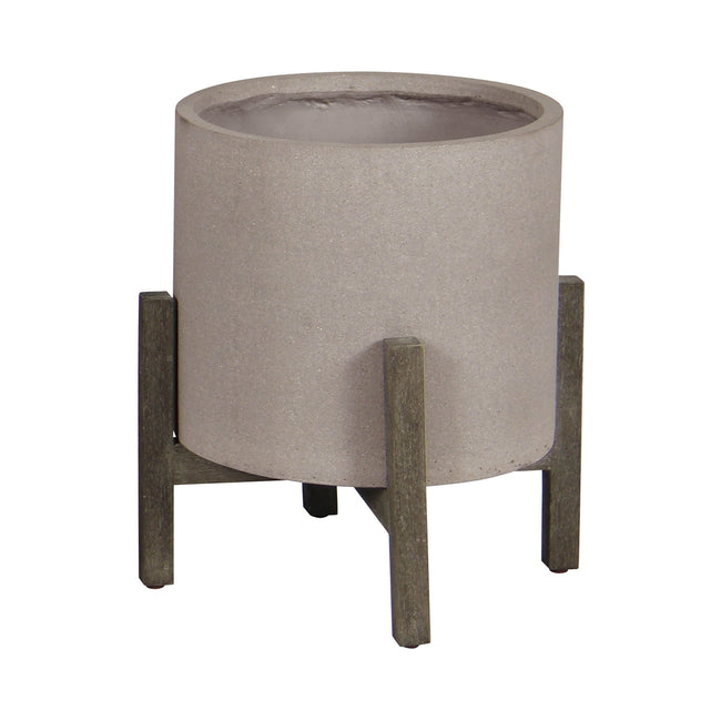 Patio Round Standing Planter Small in Brown Stone - home decor by LH Imports - Whats New Furniture Portland OR