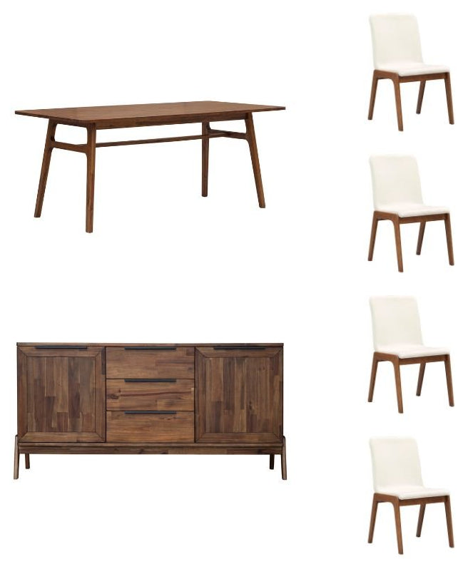 Remix Dining Table Set with Cream Chairs - dining table by LH Imports - Whats New Furniture Portland OR