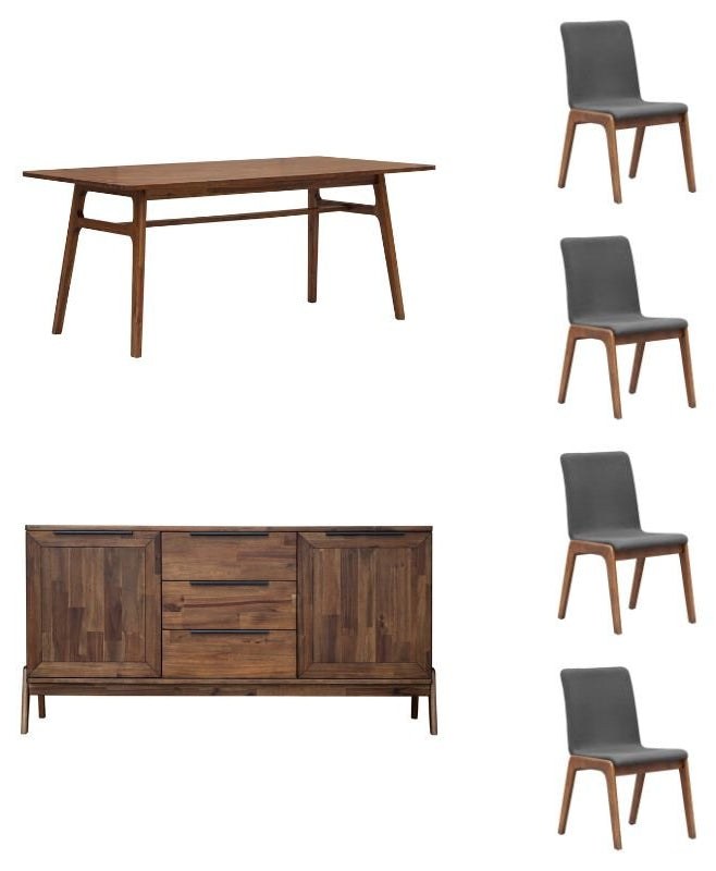 Remix Dining Table Set with Grey Chairs - dining table by LH Imports - Whats New Furniture Portland OR
