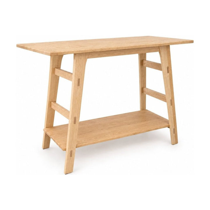 Natural solid wood counter-height dining table with a narrow rectangular top - Whats New Furniture Portland OR
