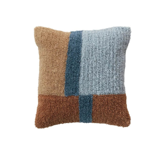 Multicolor New Zealand wool and cotton tufted pillow front view - Creative Co-Op - Whats New Furniture Portland OR