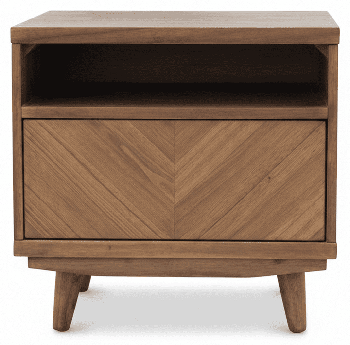 Piero KD Chevron Nightstand/Side Table - side angle - mid-century modern nightstands - Whats New Furniture Portland OR
