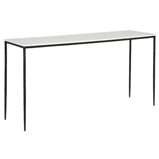 Perugia Console Table - White Marble & Black Iron front three-quarter view - Console Tables by Dovetail - Whats New Furniture Portland OR