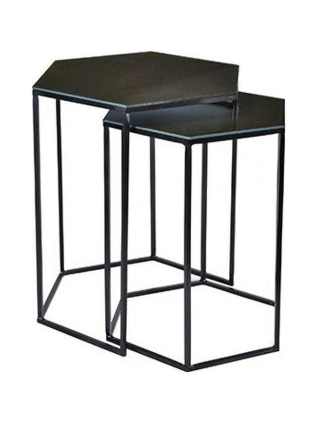 Polygon Nesting Accent Tables in Glass Iron - Glass Iron nesting accent tables by Moe's - Whats New Furniture Portland OR