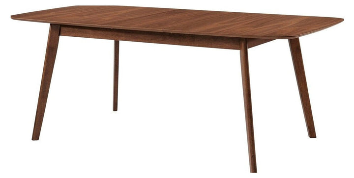 Redbridge Butterfly Leaf Dining Table in walnut, front studio view extended with butterfly - Whats New Furniture Portland OR