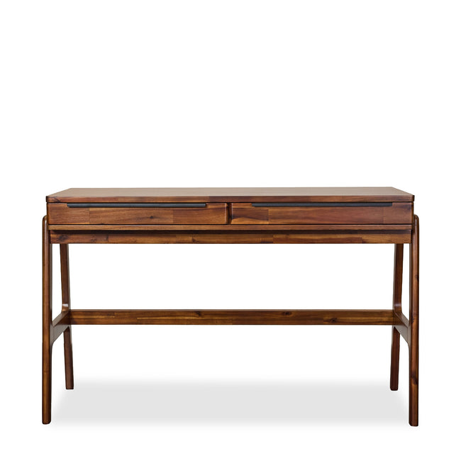 Remix Writing Desk in Estelle Brown - acacia mid-century writing desk - Whats New Furniture Portland OR