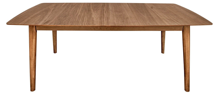 Sedona Expandable Dining Table in Walnut front view - mid-century dining table - Whats New Furniture Portland OR