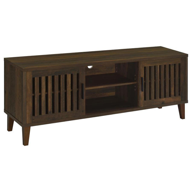 Sedona modern Media Stand in Dark Pine - dark pine media stand by Coaster - Whats New Furniture Portland OR