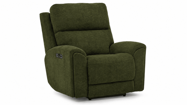 Bachelor Power Recliner Chair in Lush Spinach front view - power recliner by Stanton - Whats New Furniture Portland OR