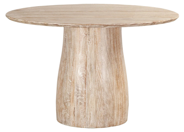 Truffle Round Dining Table in Natural White Wash - round mango wood dining table by LH - Whats New Furniture Portland OR